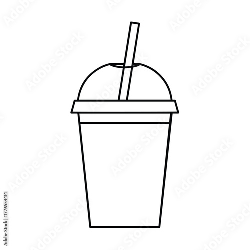 Simple black and white drink cup with straw icon, perfect for beverage or cafe design elements.