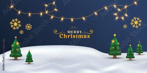 Merry Christmas and Happy New Year. Vector illustration for greeting card, party invitation card, website banner, social media banner, marketing material