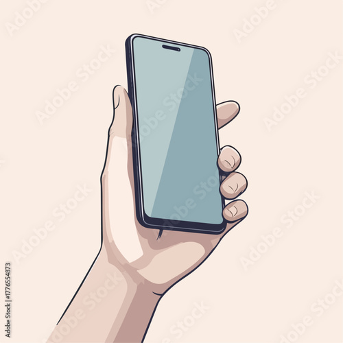 flat illustration of hand holding cellphone