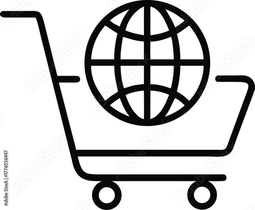 shopping cart carrying globe outline icon for cyber Monday
