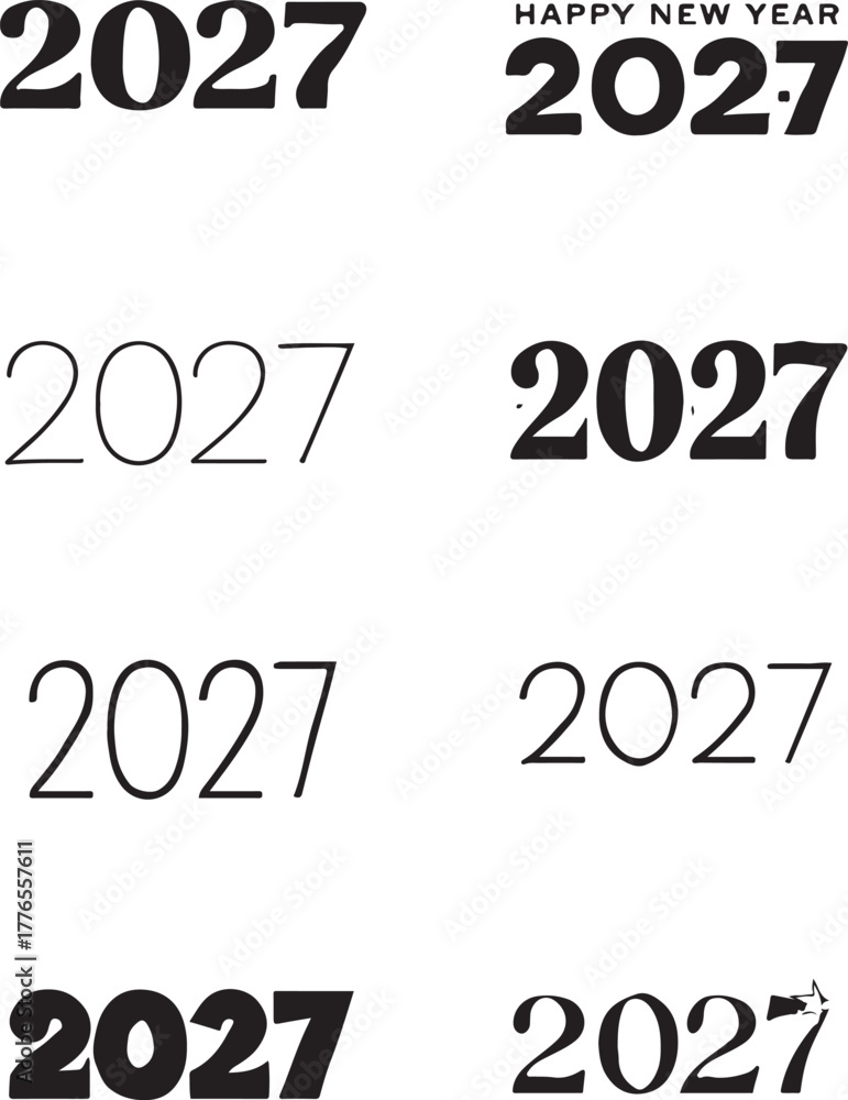 Fototapeta premium New Year 2027 Celebratory Typography Design