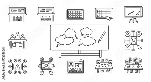 innovative collaboration concepts digital brainstorming whiteboard with communication bubbles ideal for tech blog fostering teamwork and idea generation.