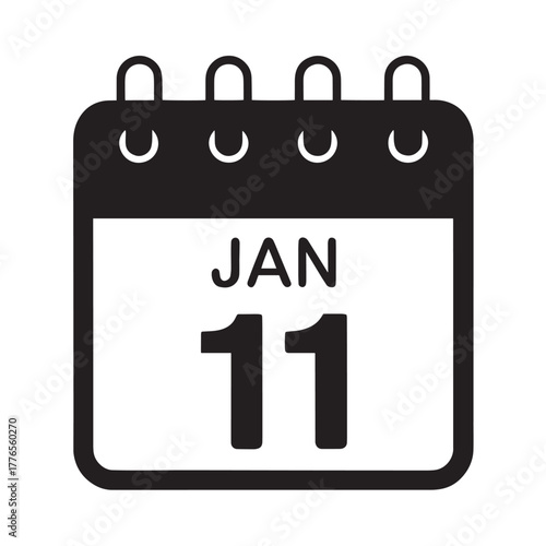 Calendar icon showing january 11th isolated on white background vector image