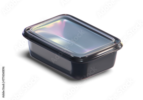 Vector Plastic Food Container with Clear Lid Icon