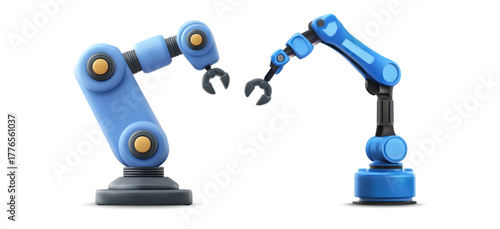 D Robotic Arms with Grippers Industrial Automation Isolated