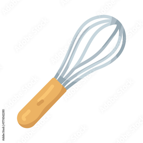 Illustration of Wire Whisk with Wooden Handle