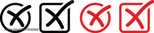 cross mark icon set. no sign and reject symbols. Red X Sign