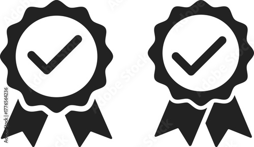 Award and Achievement Badge icon set. Winner Emblem Reward Symbols. Quality Assurance Mark and Verified Seal sign.  Trophy, Recognition signs