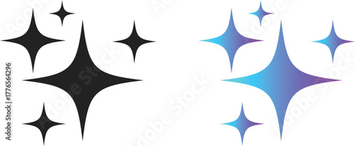 Generative AI logo icon set. Artificial Intelligence Creation symbol. Ai generate icons collection. magic sparkle stars symbol