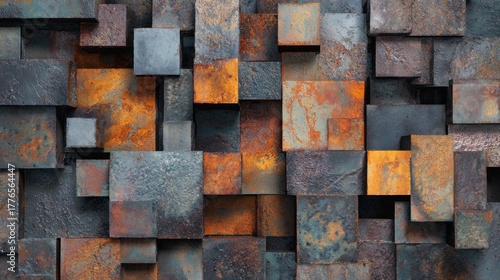 rusted metal blocks abstract background