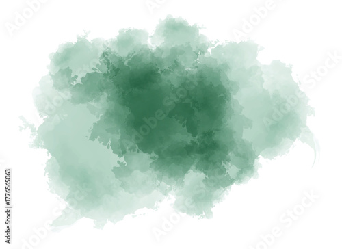Abstract watercolor stain, a vibrant blend of green hues creating a soft and dreamy texture for artistic designs
