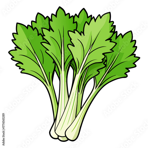 Vibrant Green Leafy Greens Bunch Illustration