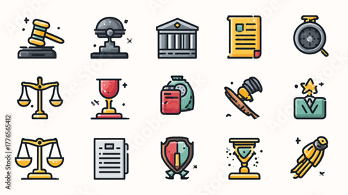 Legal Icons - Justice, Law, and Court Symbols.