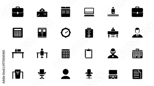Office and Business Icons Set for Professional Work Environments.