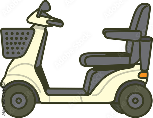 電動シルバーカーのイラスト（高齢者用・歩行補助・介護・移動支援）