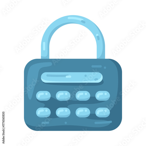Illustration of Blue Keypad Padlock