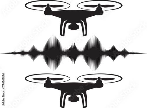 Drone monitoring technology radar sound wave vector graphic for aerial surveillance