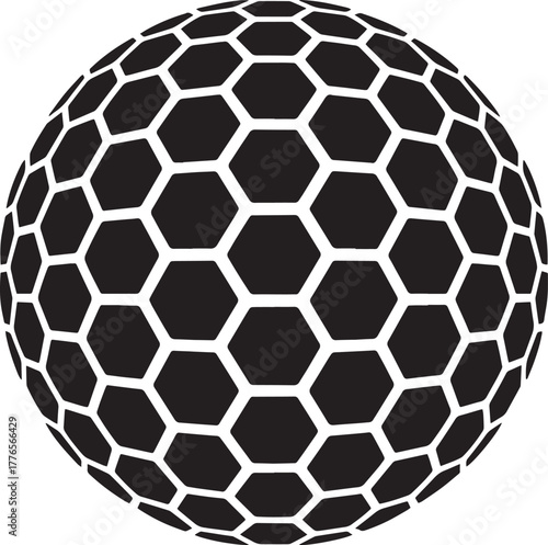 Honeycomb Sphere Abstract Design 3D Geometric Pattern Illustration