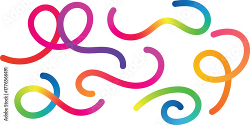 Colorful flexible toy tubes twisted and curled in various shapes