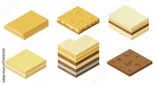Isometric layers assorted cake designs and dessert inspirations