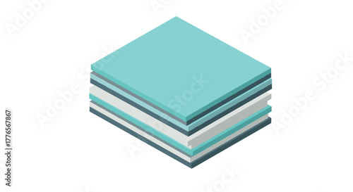 Isometric layered stack in blue tones for modern minimalist design