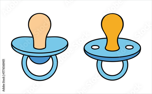 cartoon baby pacifier with shield and nipple vector art isolated on white background