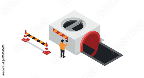 Modern isometric car wash gate with automated control and security features