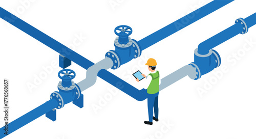 Industrial worker monitoring pipeline system isometric design