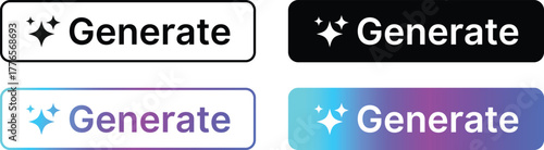 Generative AI logo icon set. Artificial Intelligence Creation symbol. Ai generate icons collection. magic sparkle stars symbol