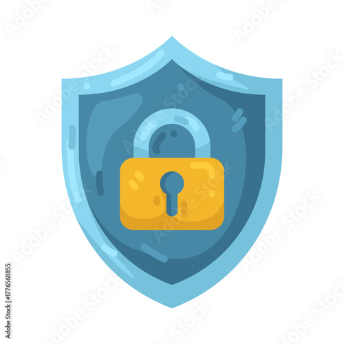 Illustration of Shield with Padlock for Data Security