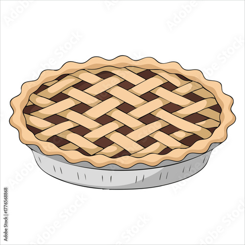 holiday pumpkin pie illustration with decorative crust details vector art isolated on white background