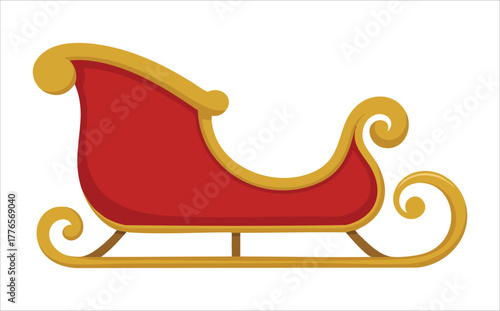 Christmas sleigh with metallic gold accents vector art isolated on white background