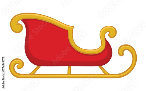 Christmas sleigh with metallic gold accents vector art isolated on white background