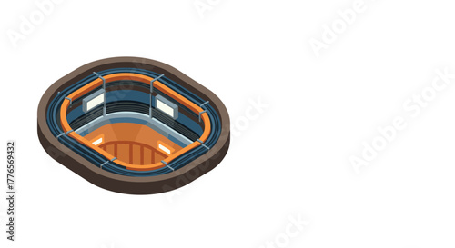 Modern isometric underground tunnel design with protective barriers