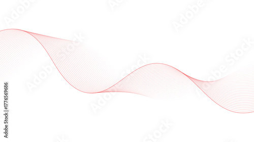 Elegant red wave design element isolated on white background for creative use