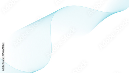 Dynamic turquoise wave flowing smoothly across a clean white background space