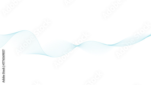 Elegant cyan wave flowing smoothly across clean white background for modern design