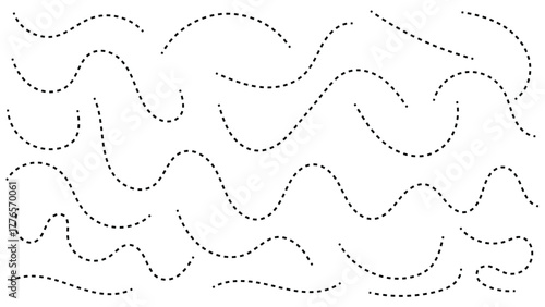 Hand drawn curve dotted line . dashed hand drawn squiggle loopy line set . vector icon