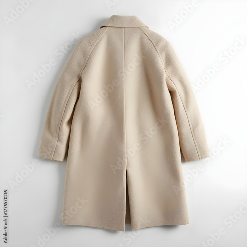 Minimalist Beige Wool Coat Video with Tailored Back Design
