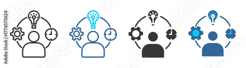 Skills icon set multiple style collection	
