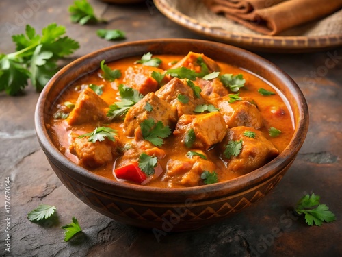 Bowl of delicious chicken curry