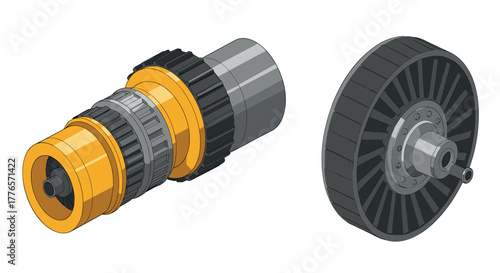 Isometric gear components in mechanical engineering design