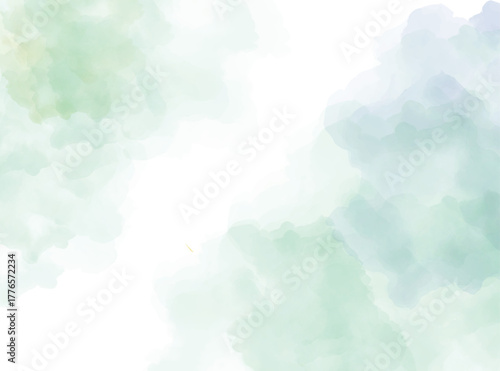 Watercolor background with green and blue hues, creating a soft and dreamy texture