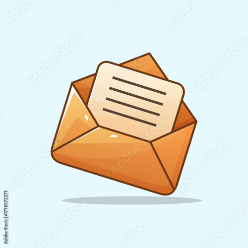 Cute Vector Mail Envelope with Letter Illustration — Email Message Icon for Digital Communication and Business Design