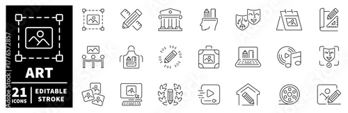 Art and creativity editable line icons set. design and inspiration symbols