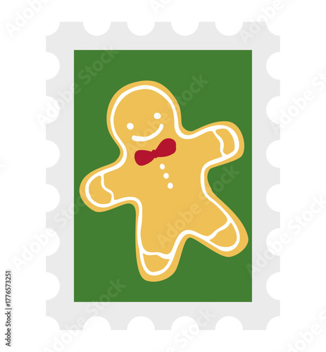 ジンジャーブレッドマンの切手イラスト