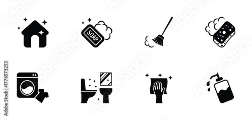 Cleaning and Hygiene Icon Set