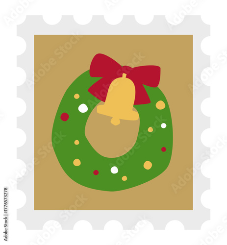 シンプル可愛いリースの切手