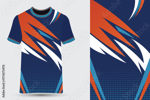 Modern Sports Jersey Flat Template for Sublimation Printing and Team Uniforms