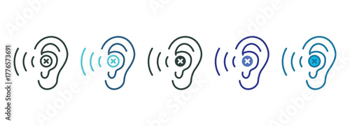 Hearing Loss Icon Set Multiple Style Of